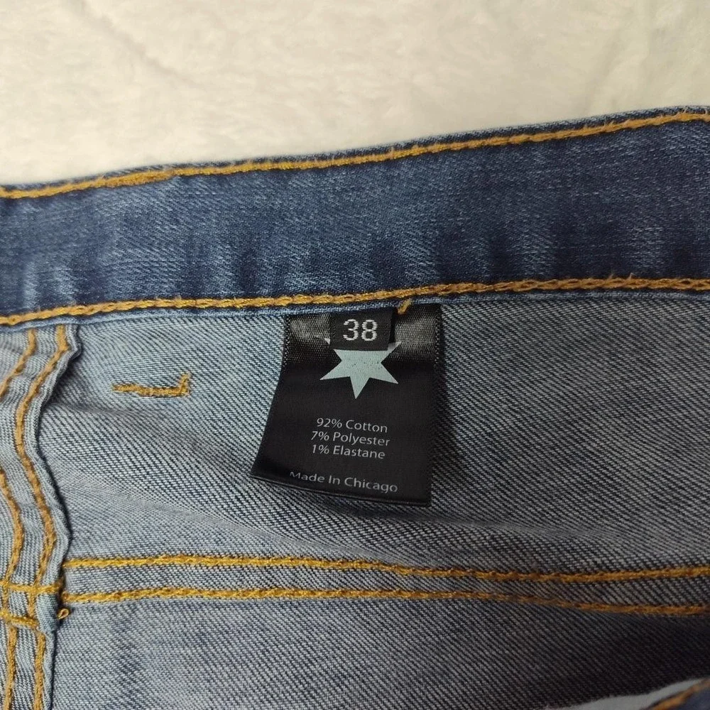 Dearborn‎ Denim Jeans Mens 38x33 Blue Wash Straight Leg Stretch Chicago USA